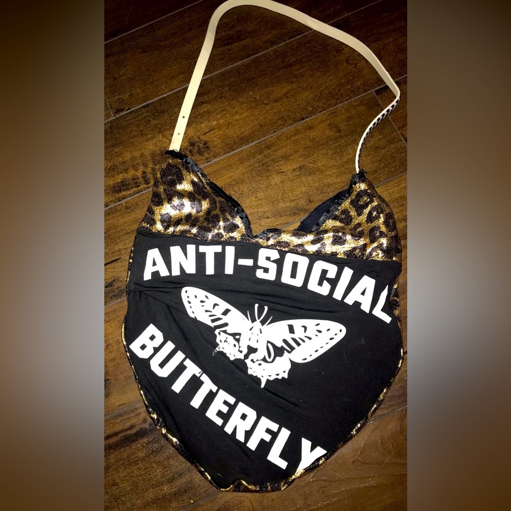 Leopard Print Anti Social Butterfly Shoulder Bag